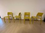 6 Arper Juno Italiaanse design stoelen in currygeel, Vijf, Zes of meer stoelen, Kunststof, Gebruikt, Ophalen of Verzenden