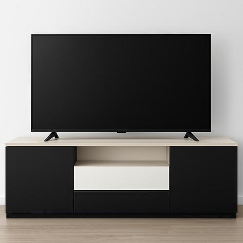 Zwart-wit tv-meubel, Huis en Inrichting, Kasten |Televisiemeubels, Gebruikt, Overige houtsoorten, Ophalen of Verzenden