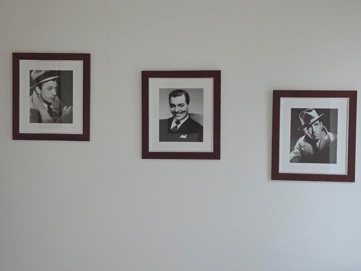 Drie retro vintage kaders van oude film acteurs anno 50 / 60, Antiek en Kunst, Kunst | Schilderijen | Klassiek, Ophalen of Verzenden