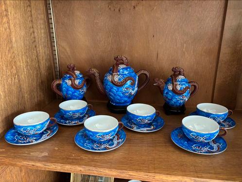 Japanse EAC Moriage Blauwe Draak Thee Set, Antiek en Kunst, Antiek | Servies compleet, Ophalen