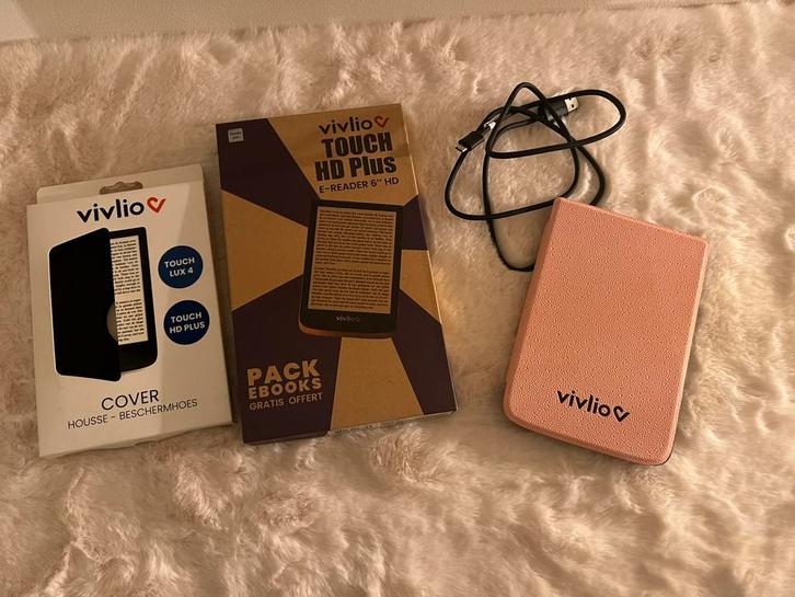 Vivlio Touch HD Plus e-reader + roze beschermhoes, Computers en Software, E-readers, Zo goed als nieuw, Ophalen