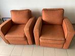 Twee comfortabele oranjebruine fauteuils – moeten snel weg!, Huis en Inrichting, Stoelen, Ophalen, Gebruikt, Twee, Overige kleuren