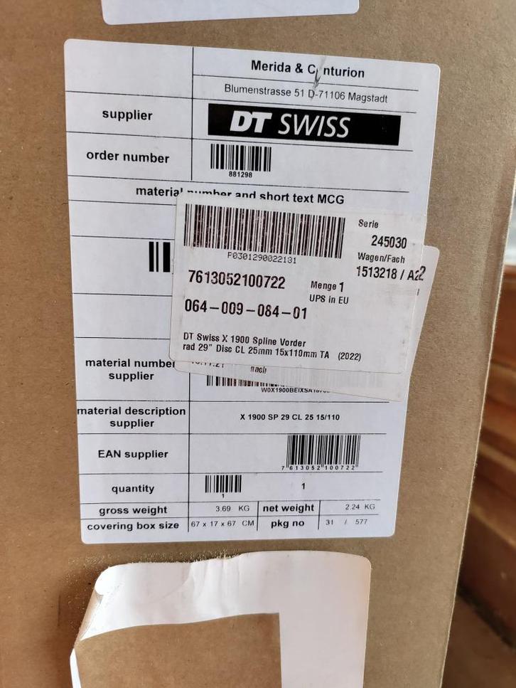 DT Swiss X 1900 Spline 25 Front Wheel - 29", 15 x 110mm, Ce, Fietsen en Brommers, Fietsonderdelen, Nieuw, Mountainbike, Wiel, Ophalen of Verzenden