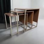 set van 3 bijzettafels / salontafels / sidetable, Ophalen of Verzenden, Gebruikt, Rechthoekig