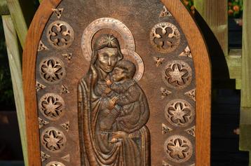 Maria met kind grote plaquette van koper beschikbaar voor biedingen