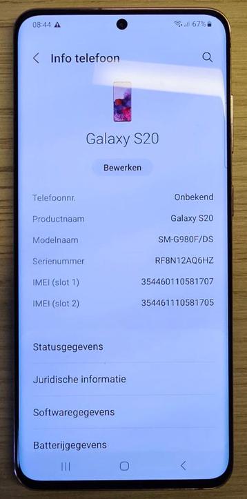 Samsung Galaxy S20 128Gb Lavendel beschikbaar voor biedingen