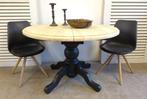 Belle table ronde en noir, 100 à 150 cm, Quatre personnes, Rond, Comme neuf