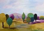 Bomen in de Provence, acryl 70x50 cm., Antiek en Kunst, Kunst | Schilderijen | Modern, Ophalen of Verzenden