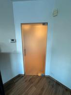 Glazen binnendeur met handvat en vloerplaatje – mat glas, Ophalen, Gebruikt