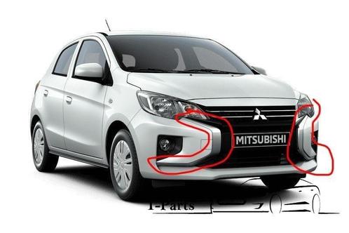 Mitsubishi space star chrome lijst voorbumper SET nieuw, Auto-onderdelen, Carrosserie, Bumper, Mitsubishi, Voor, Nieuw