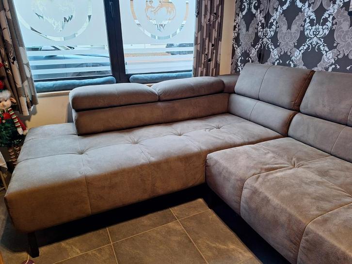 Mooie stoffen grijze hoeksalon te koop., Huis en Inrichting, Zetels | Complete zithoeken, Stof, Ophalen