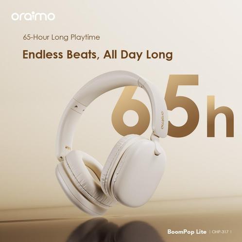 Boraimo BoomPop Lite Bluetooth-headset, 65 uur autonomie, ga, Audio, Tv en Foto, Hoofdtelefoons, Nieuw, Over oor (circumaural)