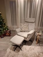 Beige velours fauteuil met poef, Ophalen