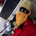 Handpop kraai met sjaaltje en muts en leuk brilletje, Ophalen of Verzenden, Nieuw