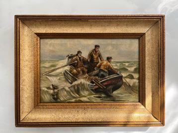 Tableau pecheurs en mer signé beschikbaar voor biedingen