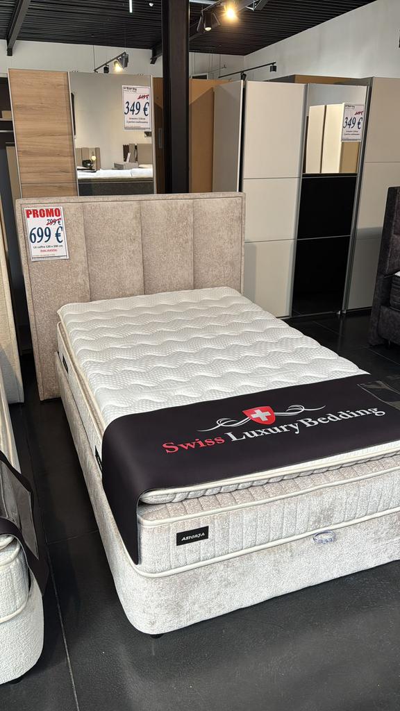 LIT BOXSPRING NEUF SOUS EMBALLAGE (120cmx200cm) + MATELAS., Enlèvement, Comme neuf