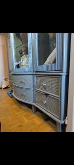 Blauwe vitrinekast, Huis en Inrichting, Kasten | Vitrinekasten, Ophalen, Gebruikt, Met deur(en), 150 tot 200 cm