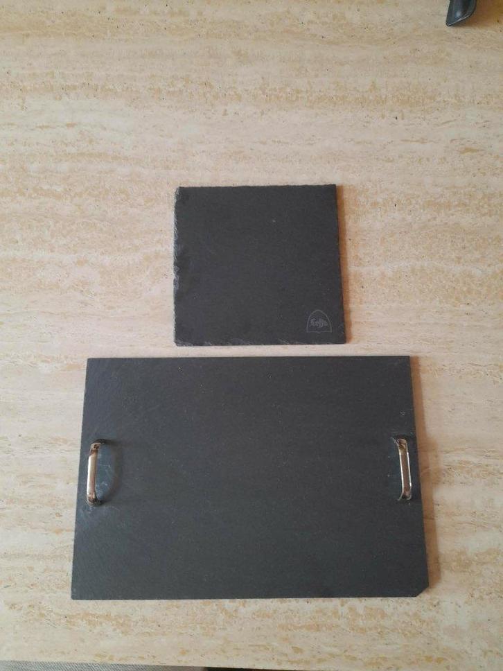 Plateau et bloc-notes en ardoise Leffe, Maison & Meubles, Accessoires pour la Maison | Plateaux, Utilisé, Autres matériaux, Rectangulaire