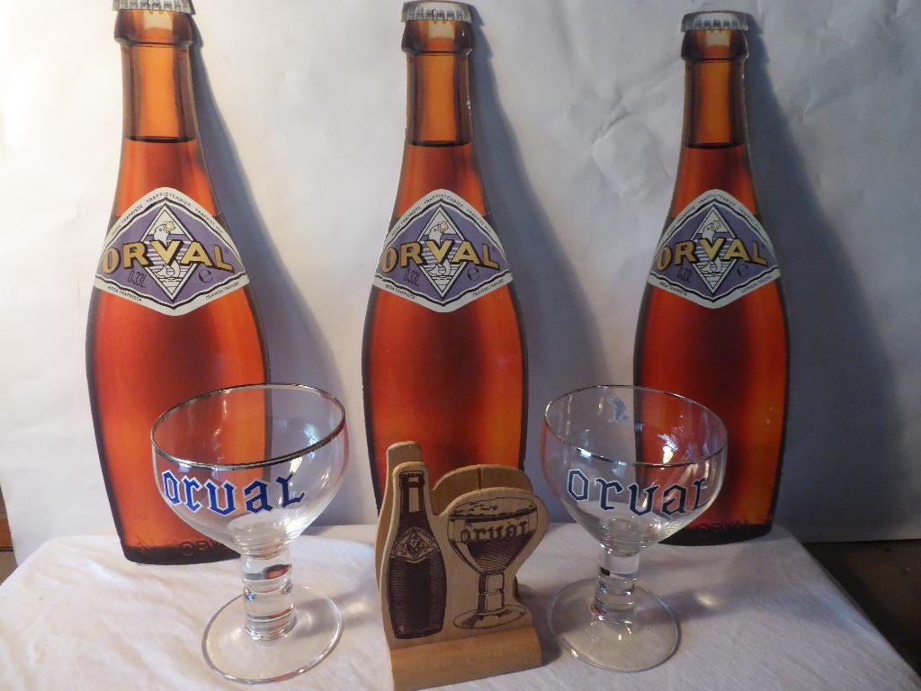 Orval publicité + verres, Collections, Marques de bière, Enlèvement ou Envoi, Utilisé, Verre ou Verres