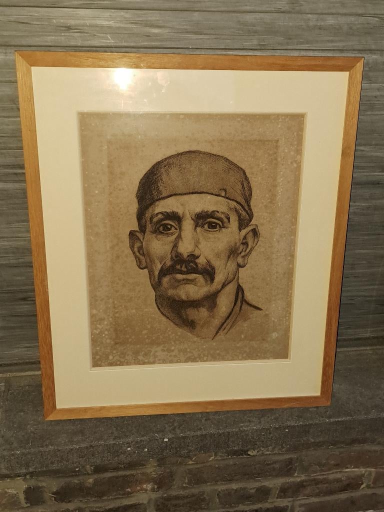 Gravure mineur signe victor regnart, Antiquités & Art, Enlèvement ou Envoi, Gravure