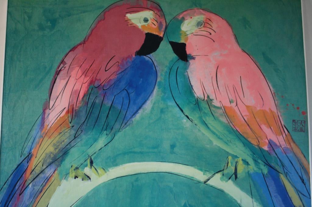 Tableau perroquets colorés, Maison & Meubles, Enlèvement, Comme neuf