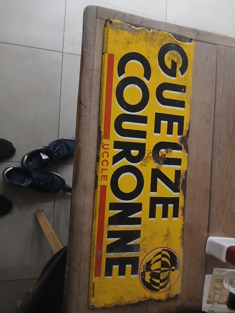 Plaque émaillée brasserie, Collections, Marques & Objets publicitaires, Enlèvement ou Envoi, Utilisé, Panneau publicitaire