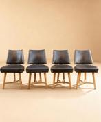 Set van 4 eiken stoelen, België, 1958., Huis en Inrichting, Ophalen, Gebruikt, Leer