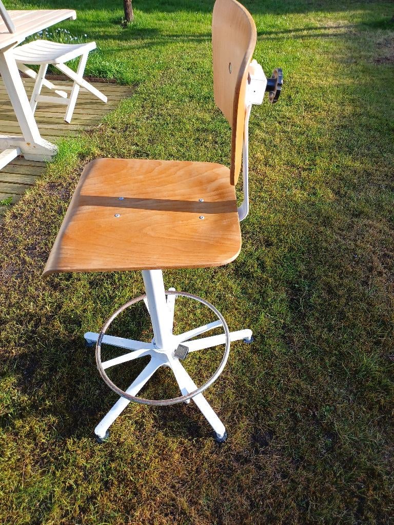 vintage oude architectenstoel met verstelbare buis, Huis en Inrichting, Ophalen, Gebruikt, Vintage