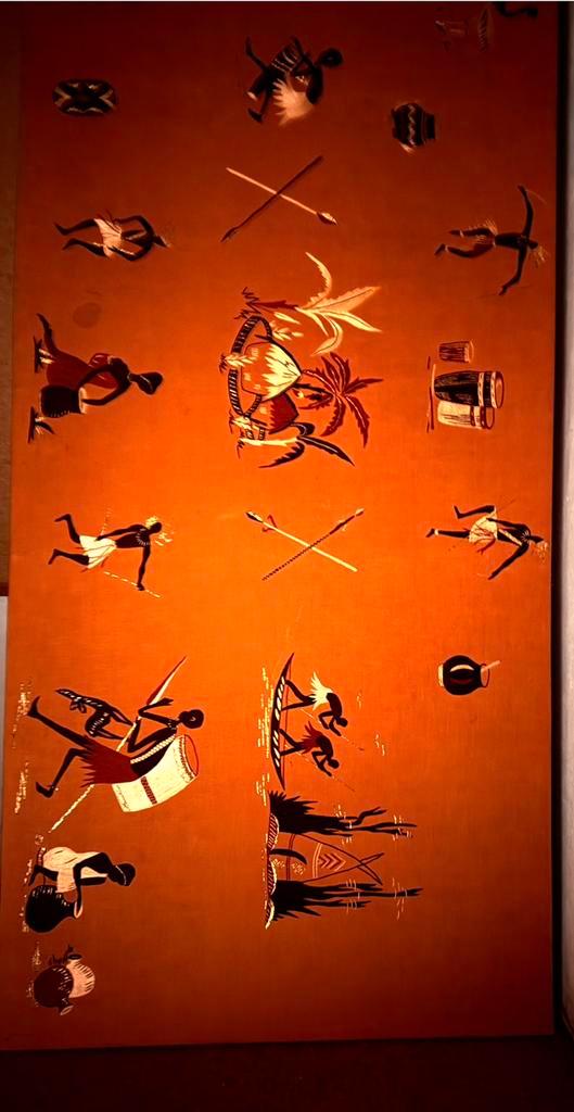 Afrikaans wandtextiel–Rwanda–handgemaakt ca 1970 –170cm 70cm, Antiquités & Art, Art | Art non-occidental, Enlèvement