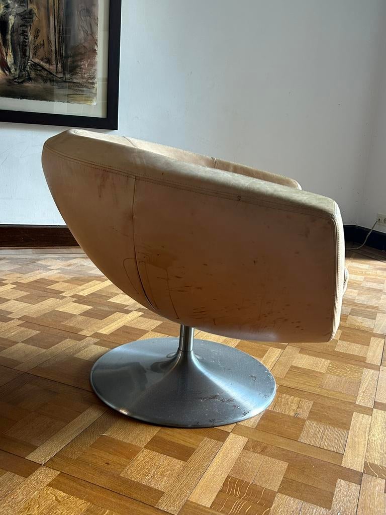 Designzetel, vintage, leder, rond, draaibaar, Ophalen, Gebruikt, Vintage, retro, 60's, Rond