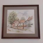 Originele aquarel getekend Maxim, oude boerderij., Ophalen