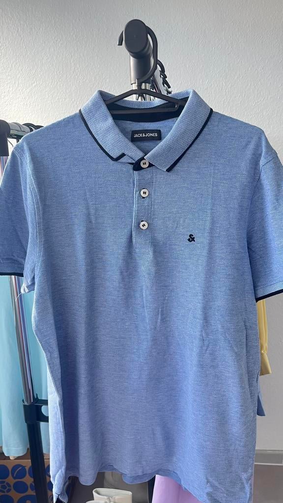 Jack & Jones - Lichtblauw Gemêleerd L - Uitstekende Staat, Kleding | Heren, Polo's, Ophalen, Zo goed als nieuw, Maat 52/54 (L)