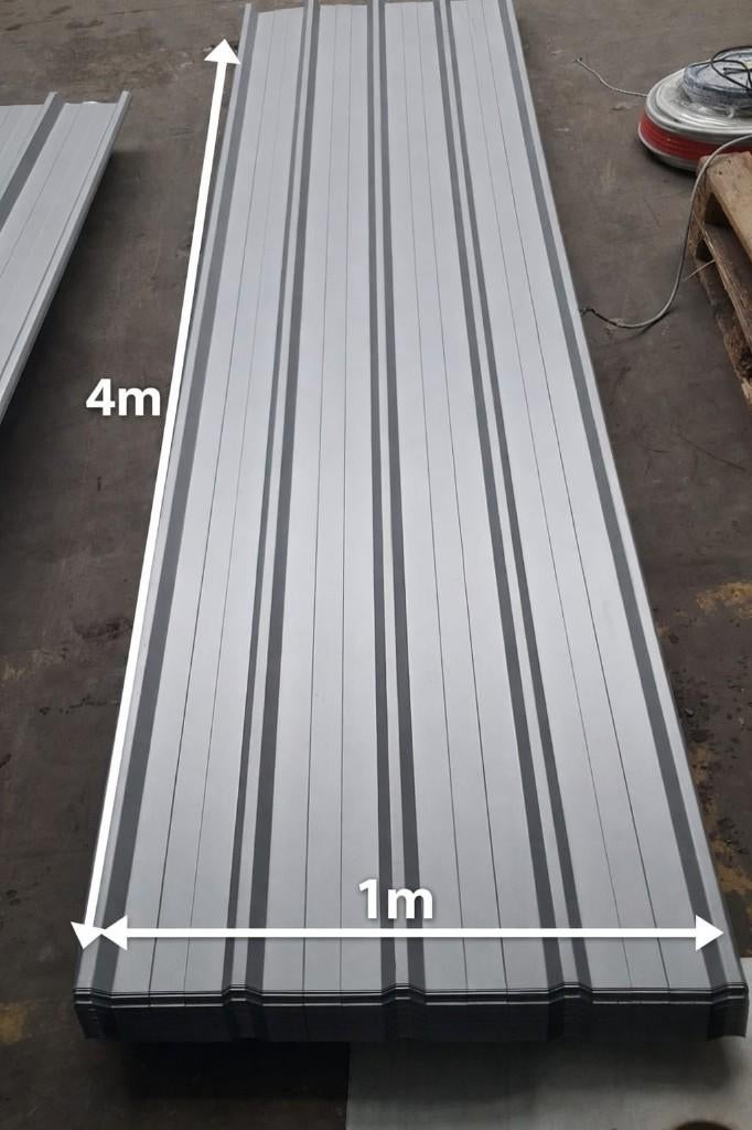 Mel06/Tôle bac acier / tôle de toiture – 4 m x 1 m / 40€, Enlèvement ou Envoi, Neuf, Gris, Tôle ondulée