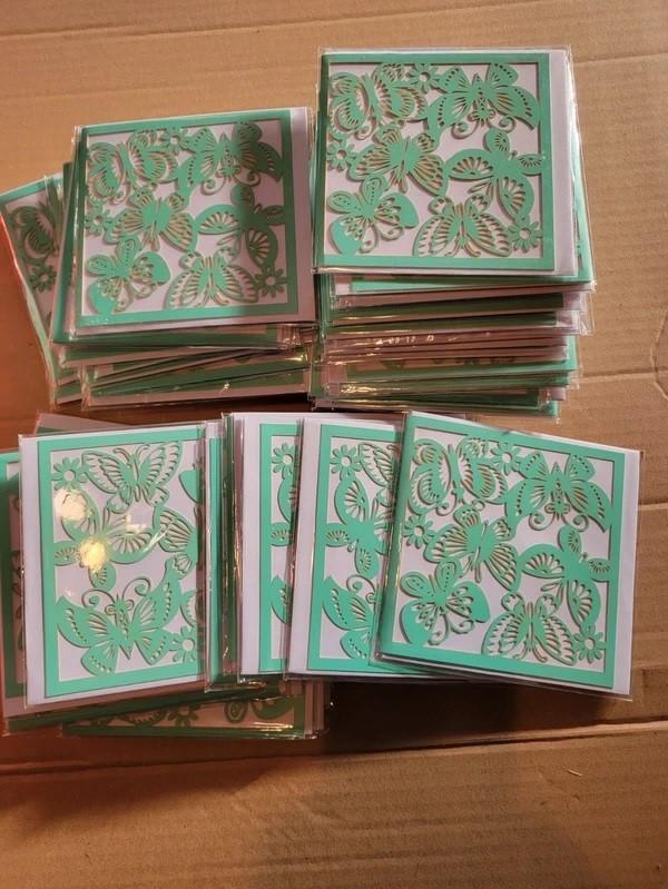 14 nieuw wenskaarten (vlindermotief)  11cm/11cm + envelop, Verzenden, Nieuw