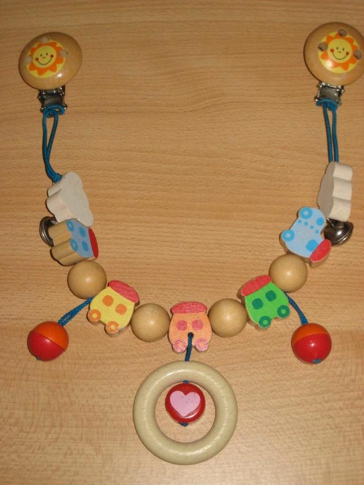 Kinderwagenketting met houten kralen - treintje – Heimess, Kinderen en Baby's, Kinderwagens en Combinaties, Zo goed als nieuw