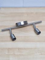 Massive plafond lamp RVS met 2 richtbare spots, Metaal of Aluminium, Ophalen of Verzenden, Zo goed als nieuw, Led