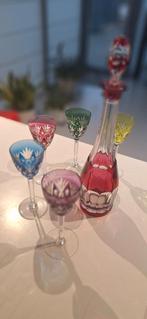 Val Saint Lambert karaf met 5 gekleurde glazen, Ophalen