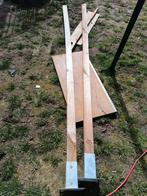 8 houten palen met ijzeren houders, Tuin en Terras, Palen, Balken en Planken, Ophalen, Palen