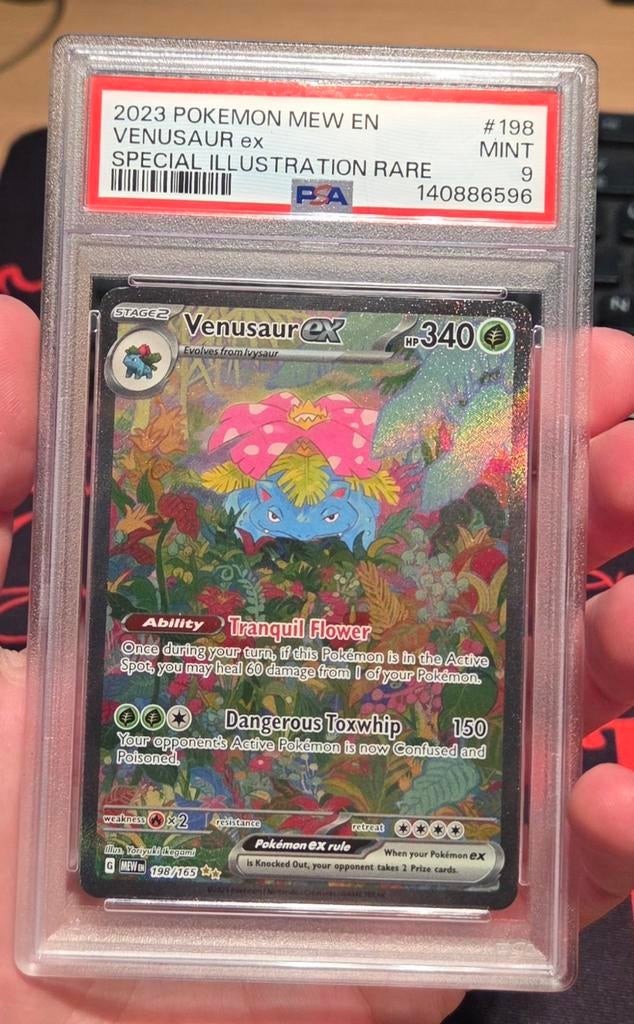 Pokémon - Venusaur ex 198/165 - PSA 9, Ophalen of Verzenden, Nieuw, Losse kaart, Foil