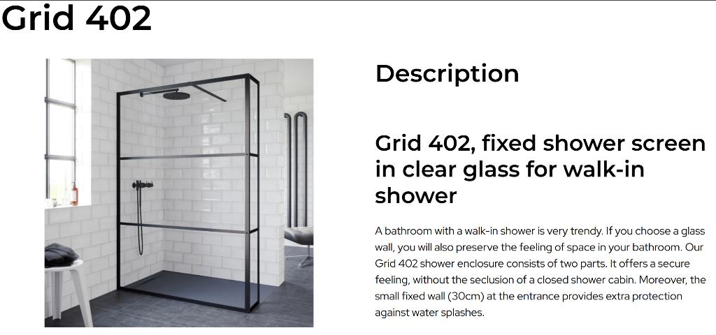 Riho Grid GB402, stijlvolle glazen in-loop douche scherm, Ophalen, Nieuw, 160 cm of meer, Glasplaat