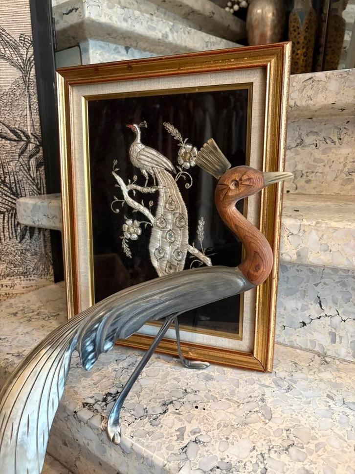 Art deco pauw in hoorn en wanddecoratie pauw, Antiquités & Art, Art | Peinture | Classique, Enlèvement ou Envoi