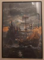 Indrukwekkende ingelijste puzzel – mysterieus schip op zee, Antiek en Kunst, Ophalen