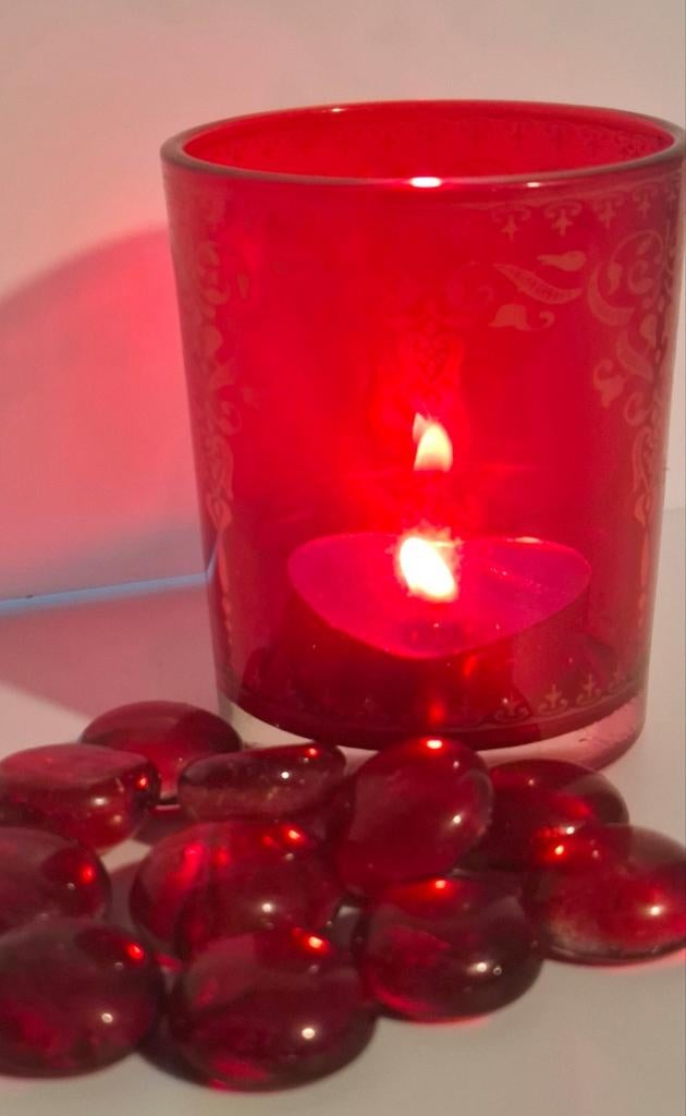 Kaars Setje ( Glas, Harten Kaarsen (3st) en Sieraden ), Handtassen en Accessoires, Kettinghangers, Rood, Verzenden