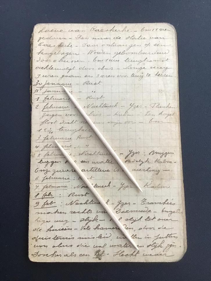 Authentiek dagboekje + doc ABBL grenadier gasaanval 1915 WO1, Verzamelen, Militaria | Algemeen, Ophalen of Verzenden