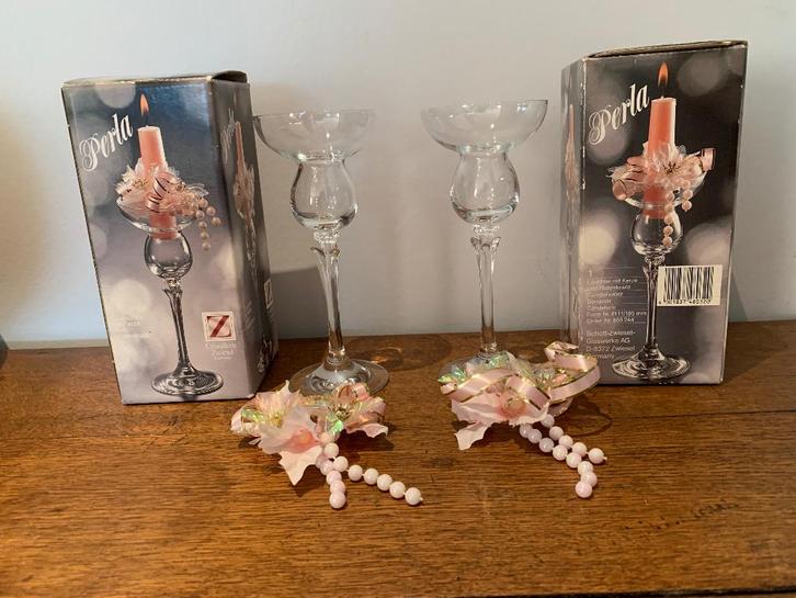 Bougeoirs en cristal vintage 1987 « Perla »- Schott-Zwiesel, Antiquités & Art, Antiquités | Bougeoirs, Enlèvement ou Envoi