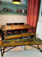 Eettafel met 2 zitbanken, Ophalen
