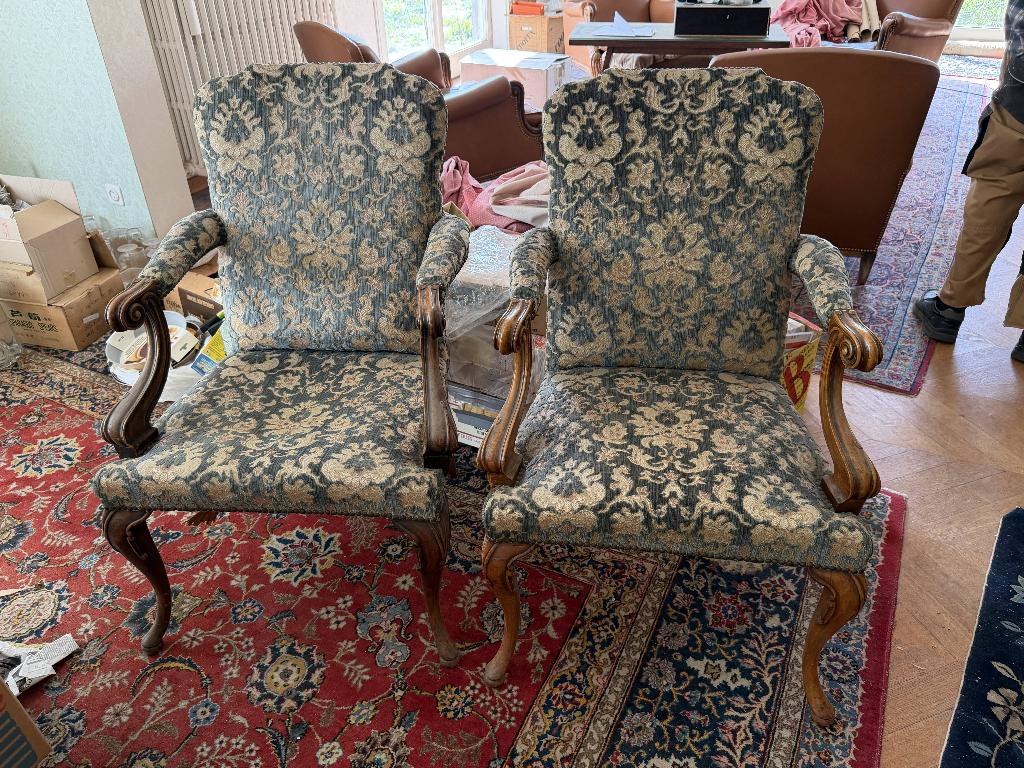 Paire de bergères style Louis XV – bois sculpté, Enlèvement