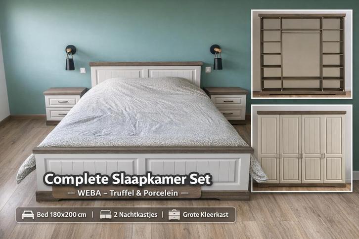Complete slaapkamer set- bed 180x200 + kast + 2 nachtkastjes, Huis en Inrichting, Slaapkamer | Complete slaapkamers, Zo goed als nieuw