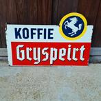 Tof dubbelzijdig emaille reclamebord voor KOFFIE Gryspeirt., Ophalen of Verzenden, Gebruikt, Reclamebord