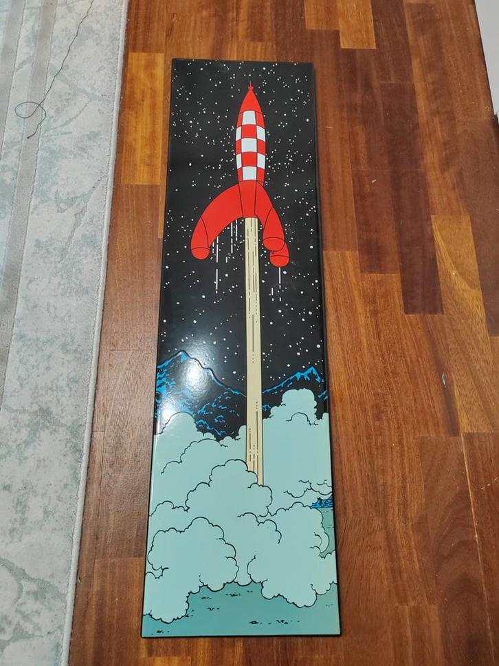 Plaque émaillée tintin 97cm x 27cm, Collections, Personnages de BD, Tintin
